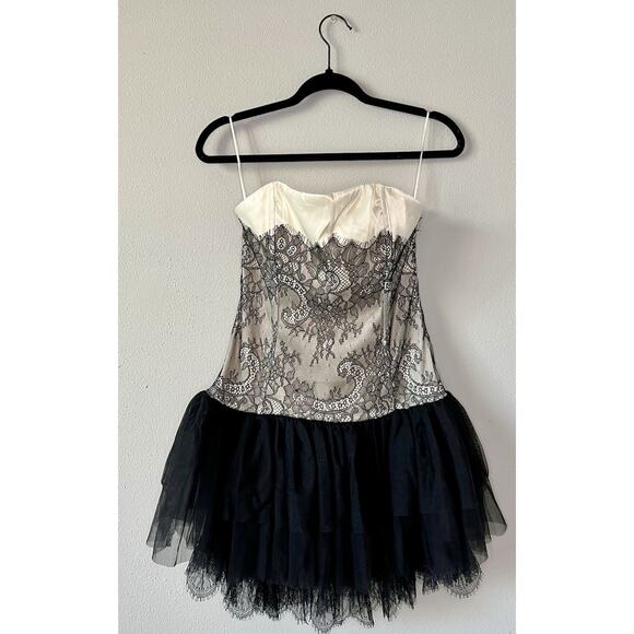 sugar thrillz Dresses & Skirts - Sugar Thrillz Corset Lace Tulle Mini Dress Black Cream Small